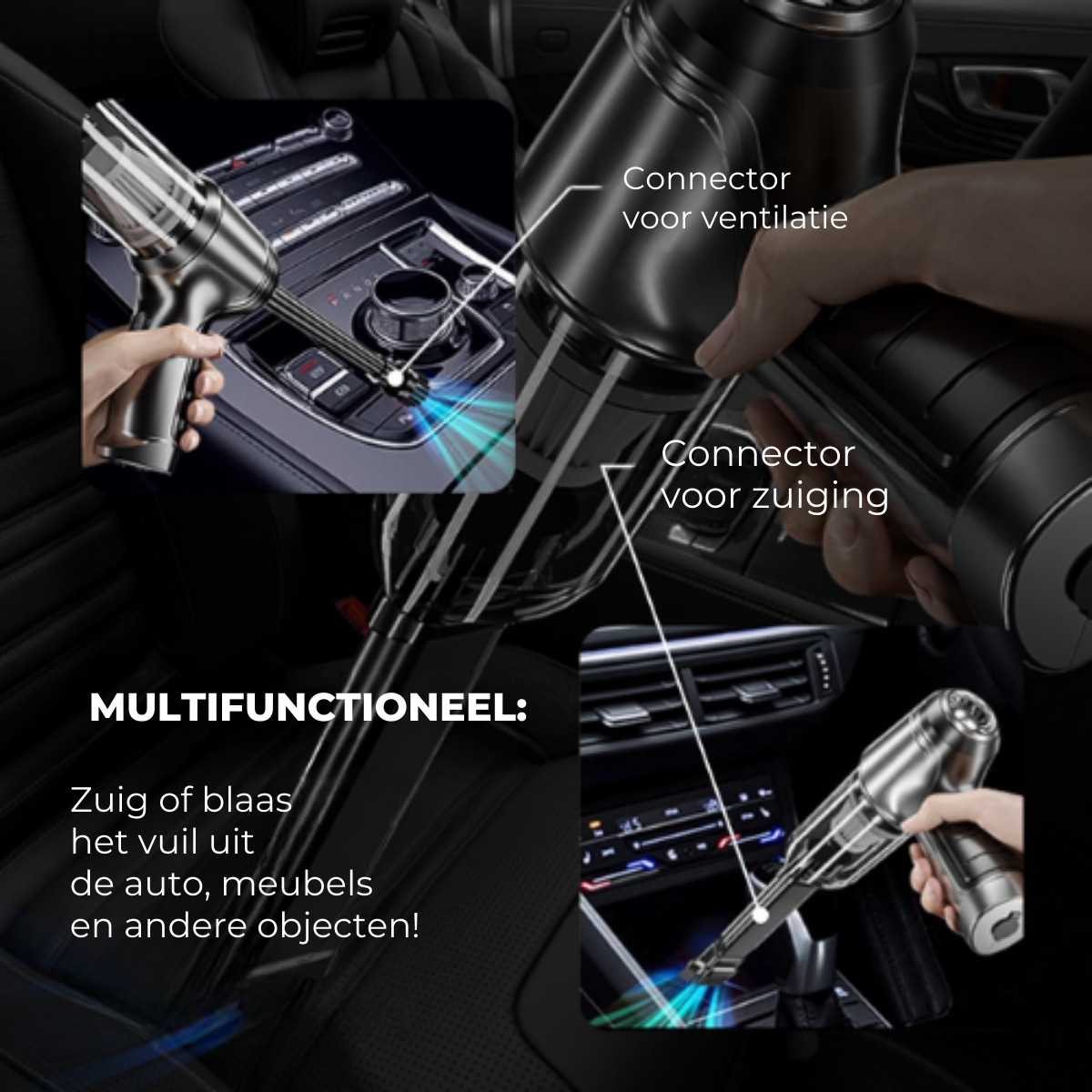 Draagbare stofzuiger MaxJetta™ + 4 EXCLUSIEVE ACCESSOIRES [EXCLUSIEF CADEAU]