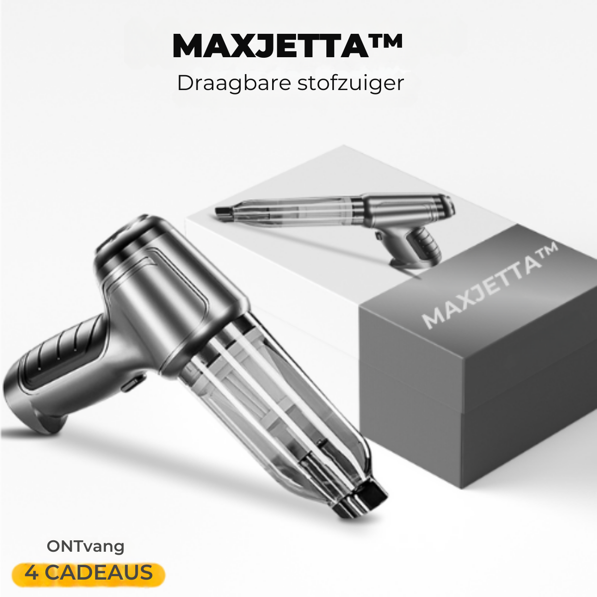 Draagbare stofzuiger MaxJetta™ + 4 EXCLUSIEVE ACCESSOIRES [EXCLUSIEF CADEAU]