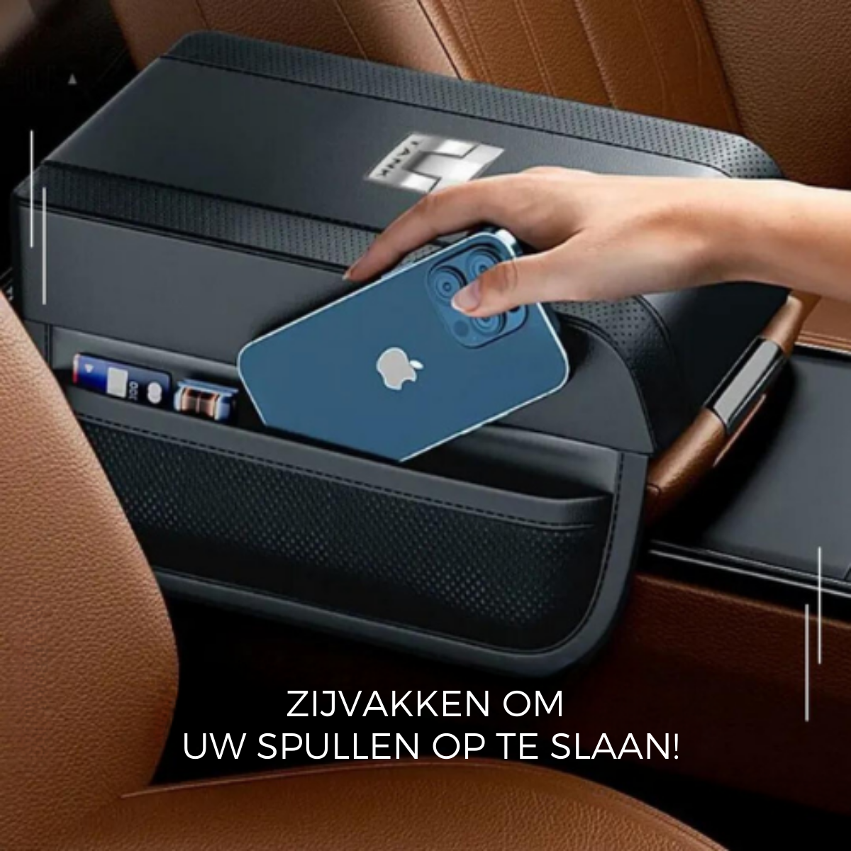 Leren armsteun met opbergruimte voor auto – RestJetta